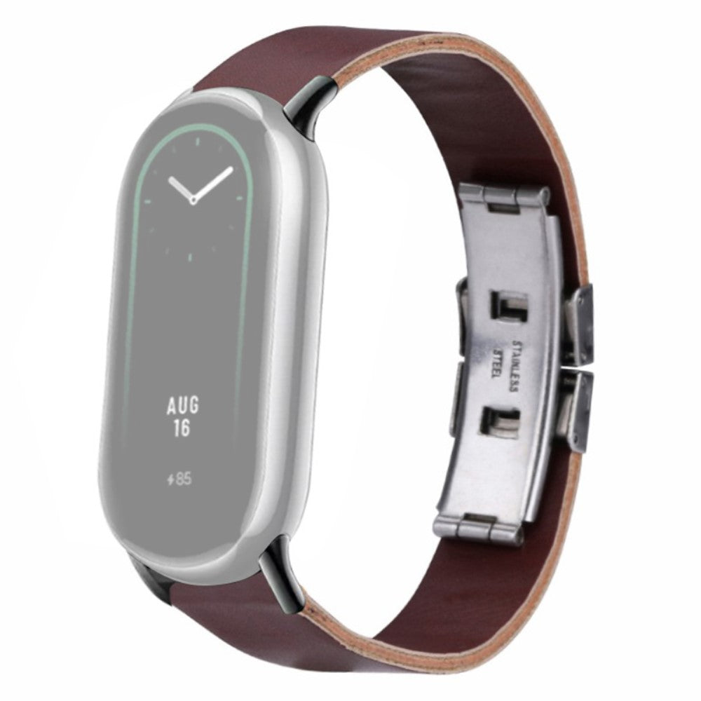 Meget Flot Kunstlรฆder Rem passer til Xiaomi Smart Band 8 - Brun#serie_1