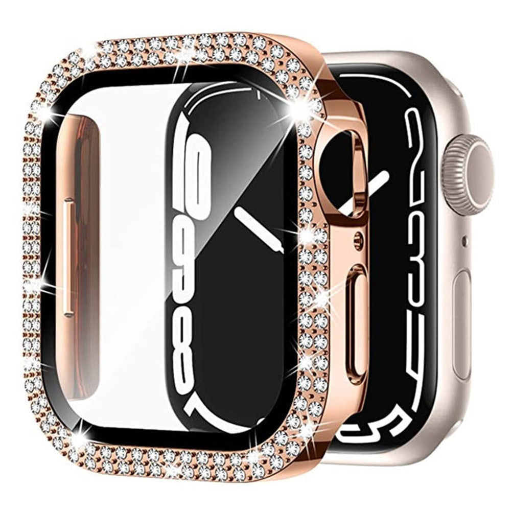 Fint Universal Cover med Skรฆrmbeskytter i Rhinsten og Glas passer til Apple Smartwatch - Pink#serie_1