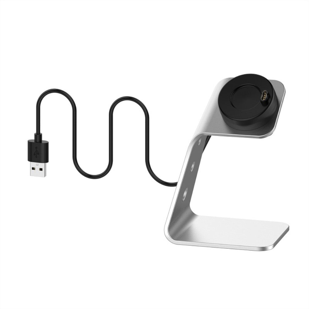 Metal Og Silikone Ladestation passer til Garmin Smartwatch - Sรธlv#serie_1