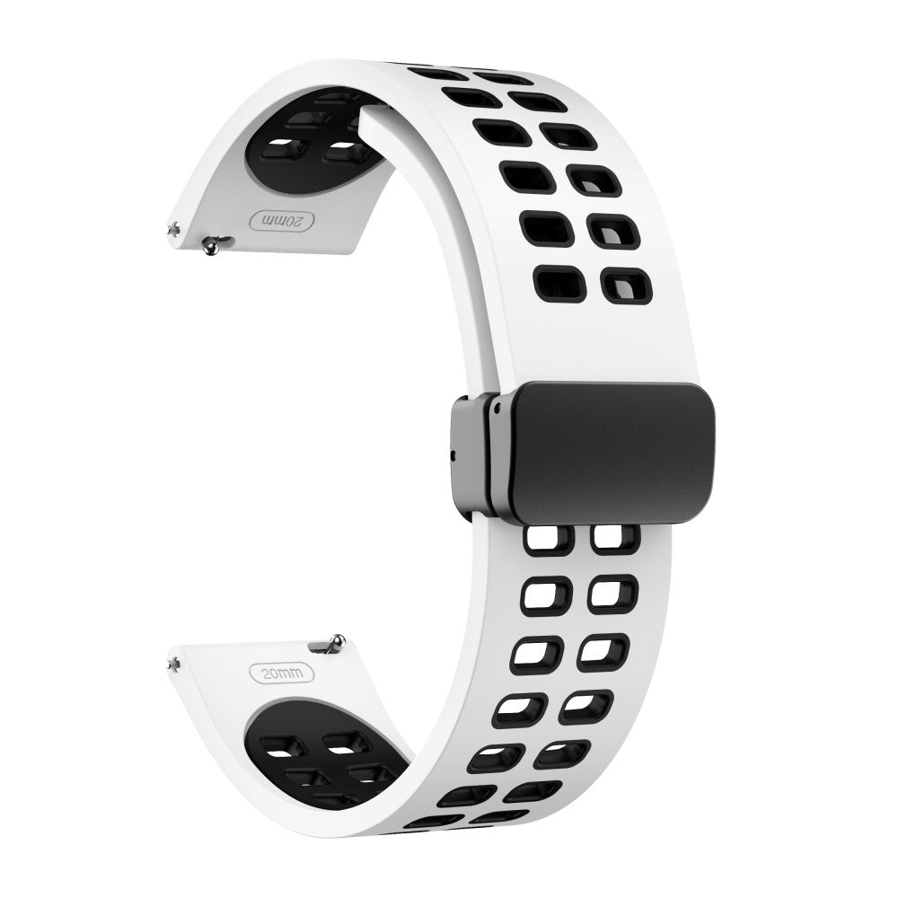 20mm Universal dual color silicone strap with black buckle - White / Black#serie_2