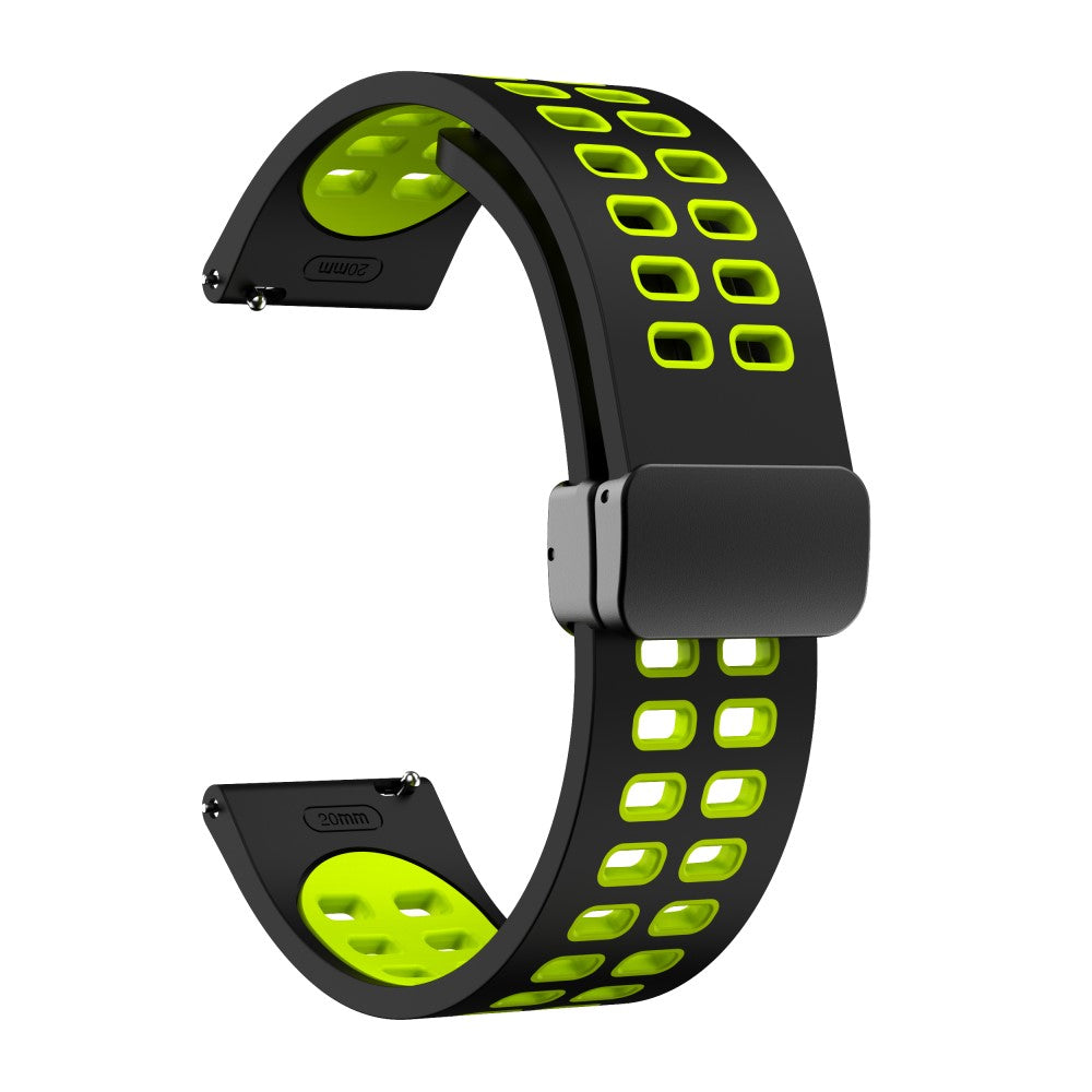 20mm Universal dual color silicone strap with black buckle - Black / Fluorescent Green#serie_6