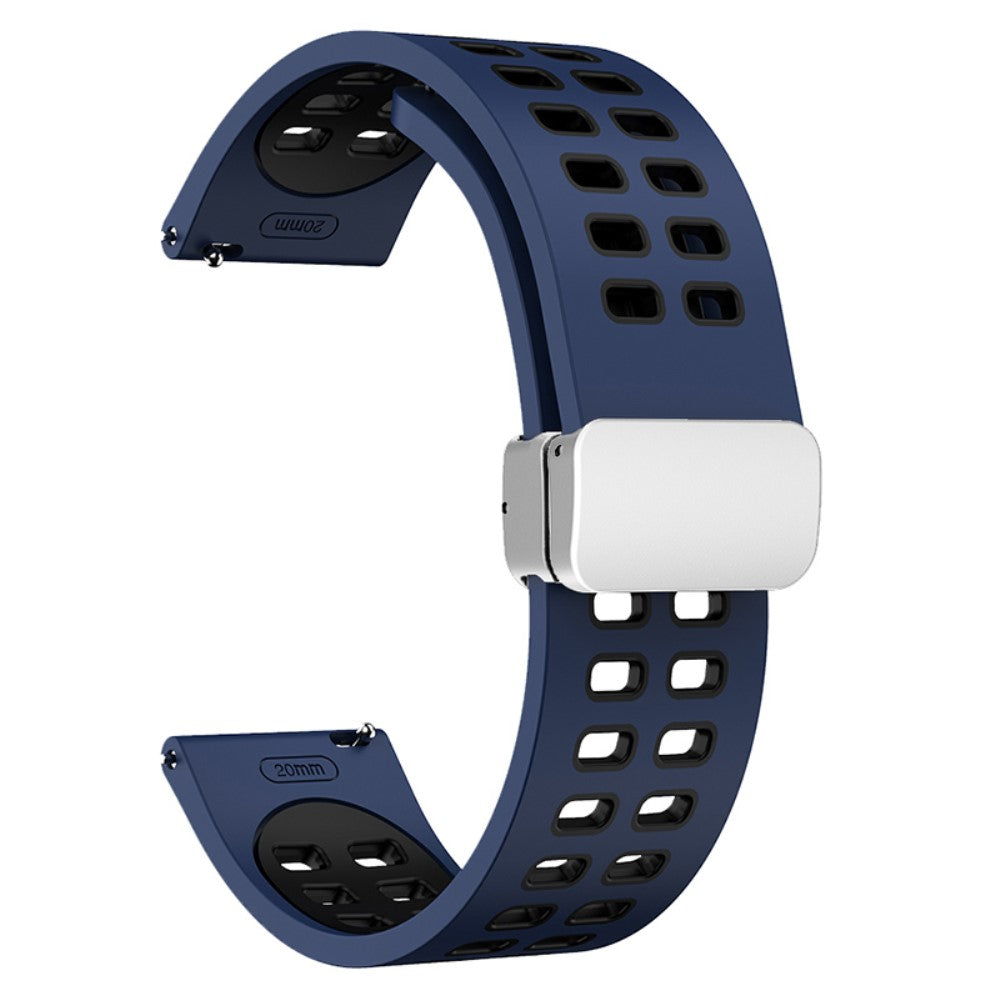 20mm Universal dual color silicone strap with silver buckle - Midnight Blue / Black#serie_14