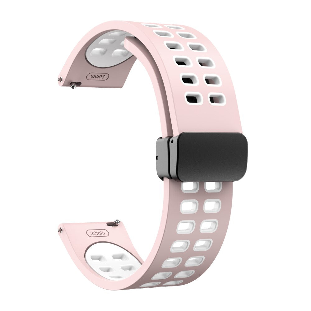 22mm Universal dual color silicone strap with black buckle - Pink / White#serie_12