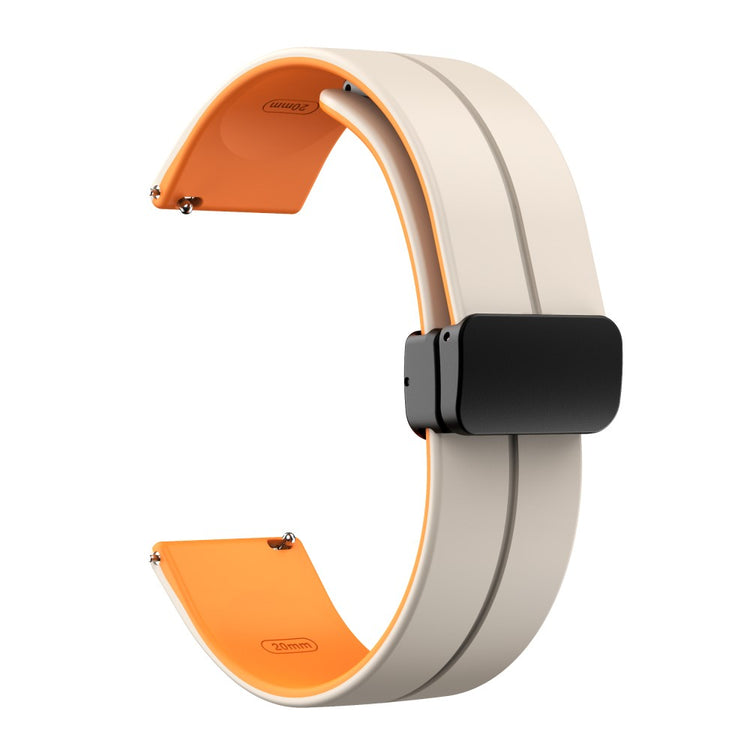 22mm Universal dual color silicone strap with black buckle - Starlight / Orange#serie_1