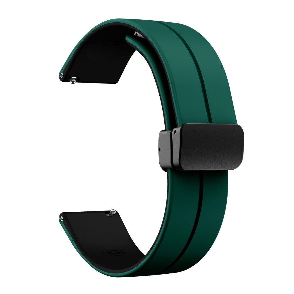 22mm Universal dual color silicone strap with black buckle - Blackish Green / Black#serie_10
