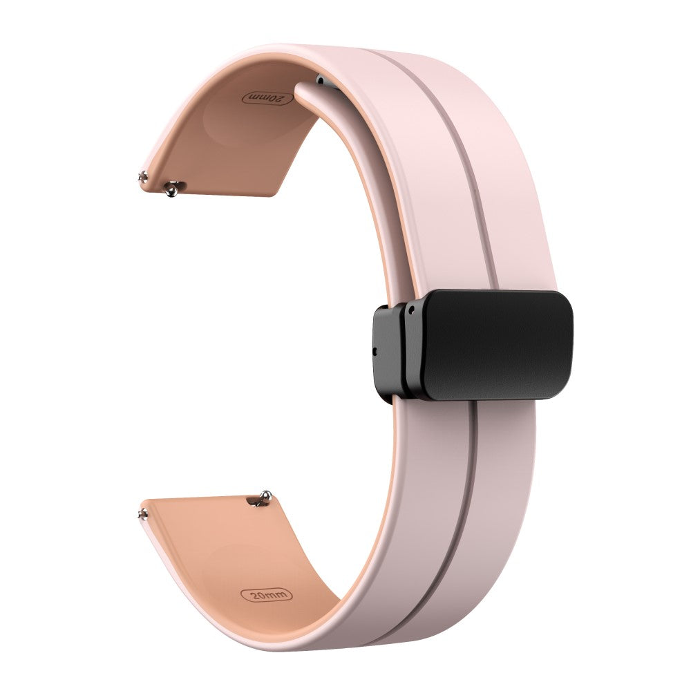 22mm Universal dual color silicone strap with black buckle - Pink / Rose Pink#serie_11