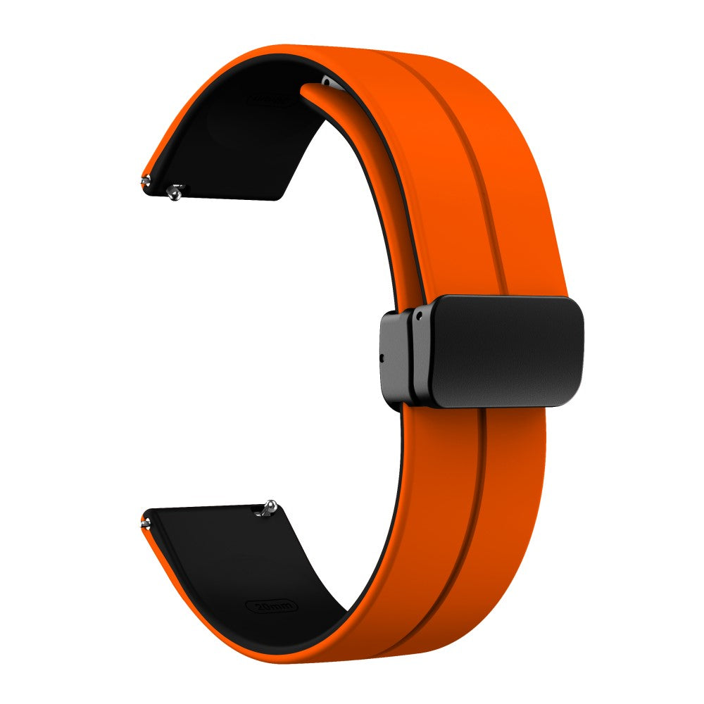 22mm Universal dual color silicone strap with black buckle - Orange / Black#serie_2