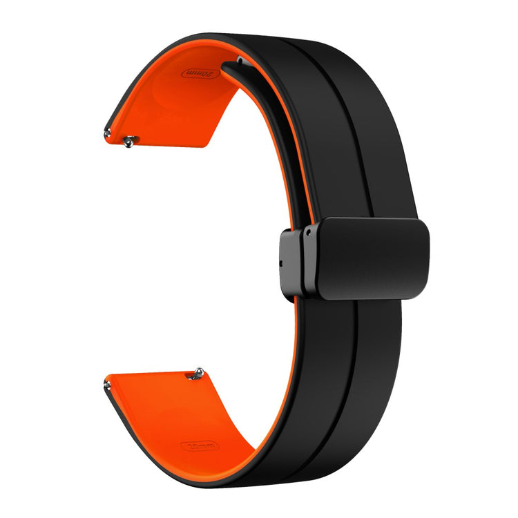 22mm Universal dual color silicone strap with black buckle - Black / Orange#serie_4