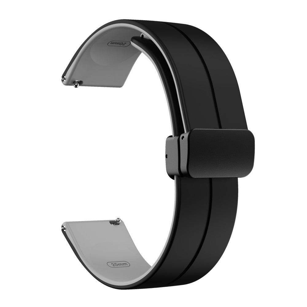 22mm Universal dual color silicone strap with black buckle - Black / Grey#serie_6