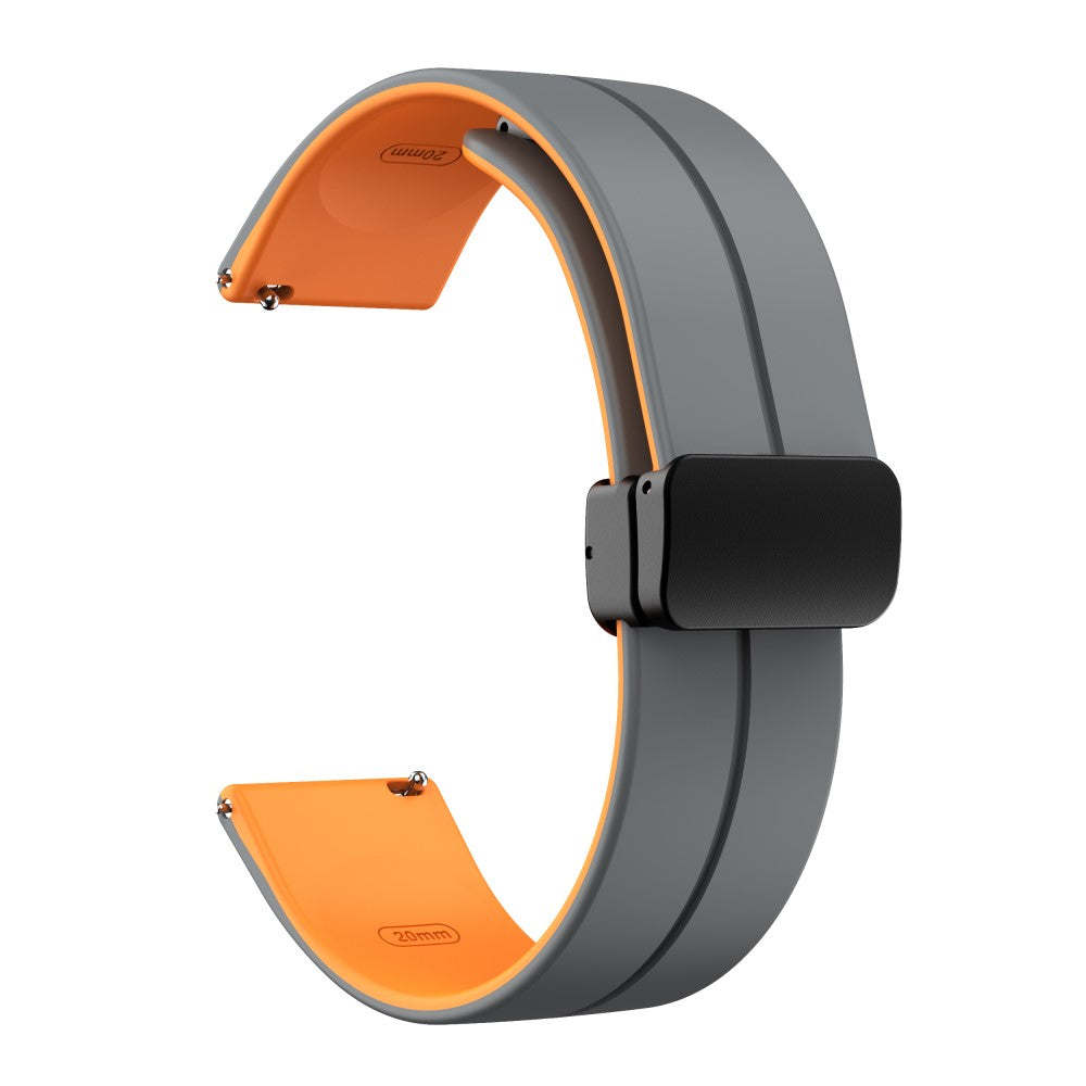 22mm Universal dual color silicone strap with black buckle - Grey / Orange#serie_7