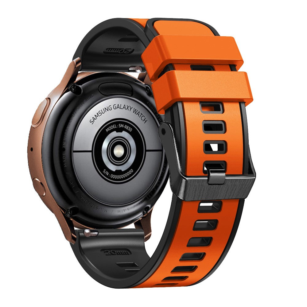 20mm Universal dual color silicone strap - Orange / Black#serie_2