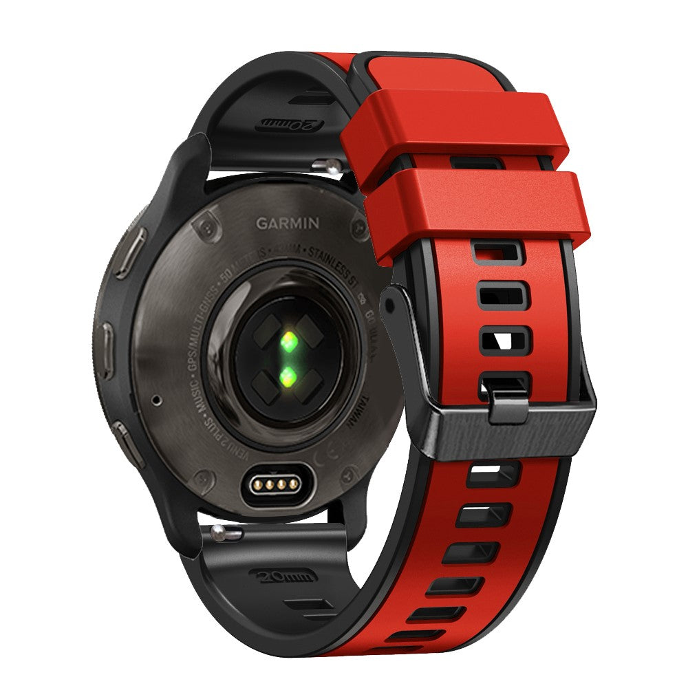 20mm Universal dual color silicone strap - Red / Black#serie_5