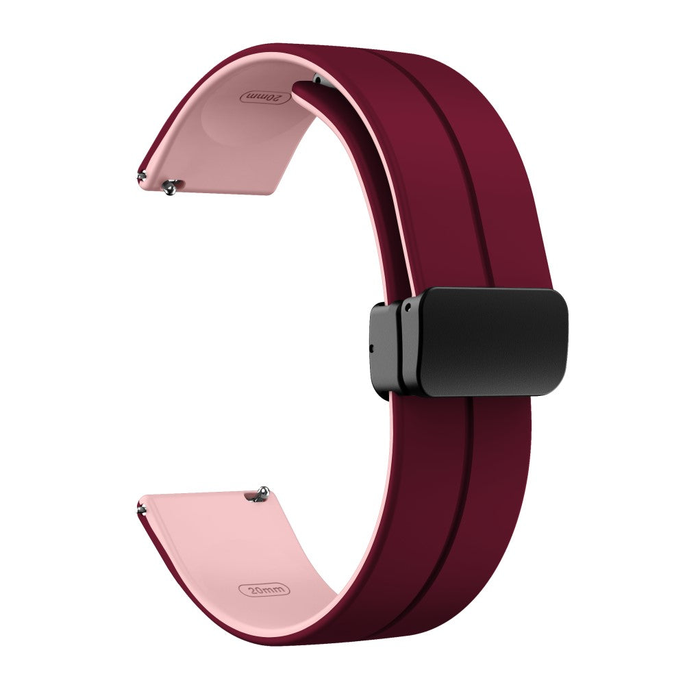 20mm Universal dual color silicone strap in black buckle - Wine Red / Pink#serie_9