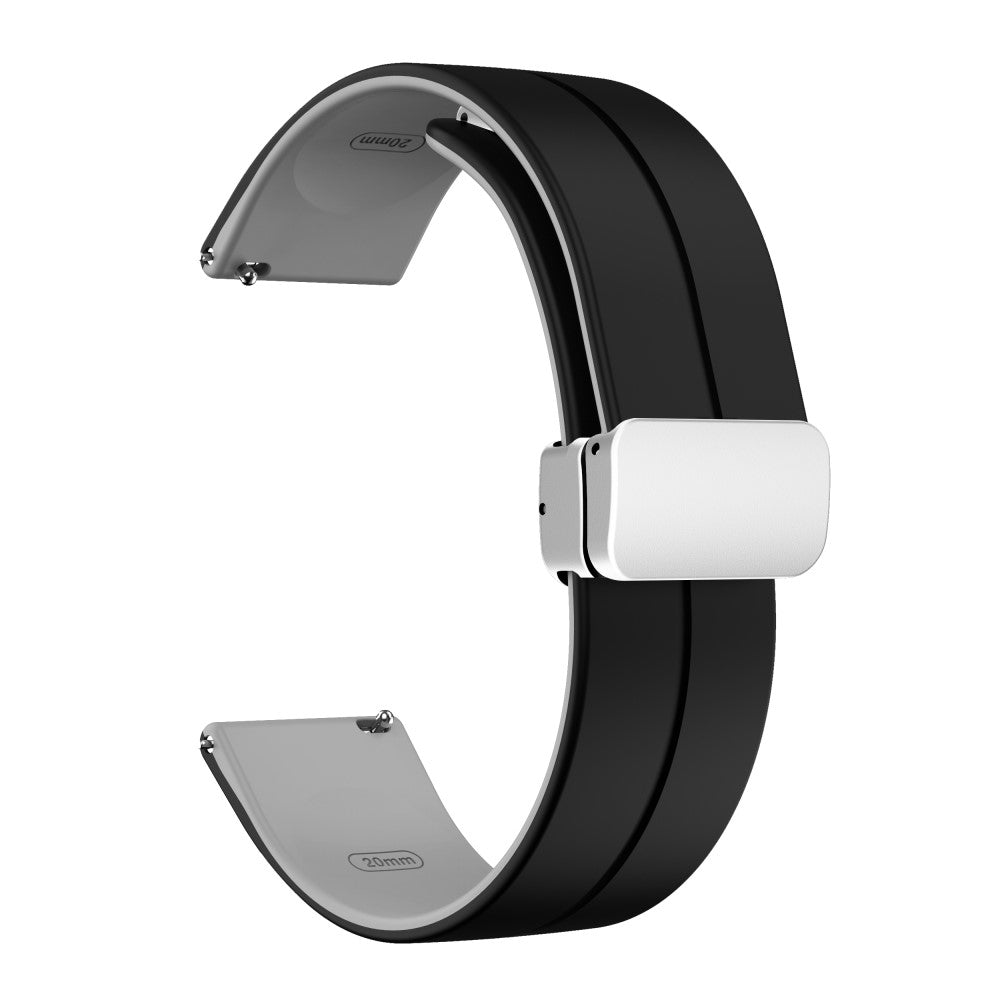 20mm Universal dual color silicone strap in silver buckle - Black / Grey#serie_5