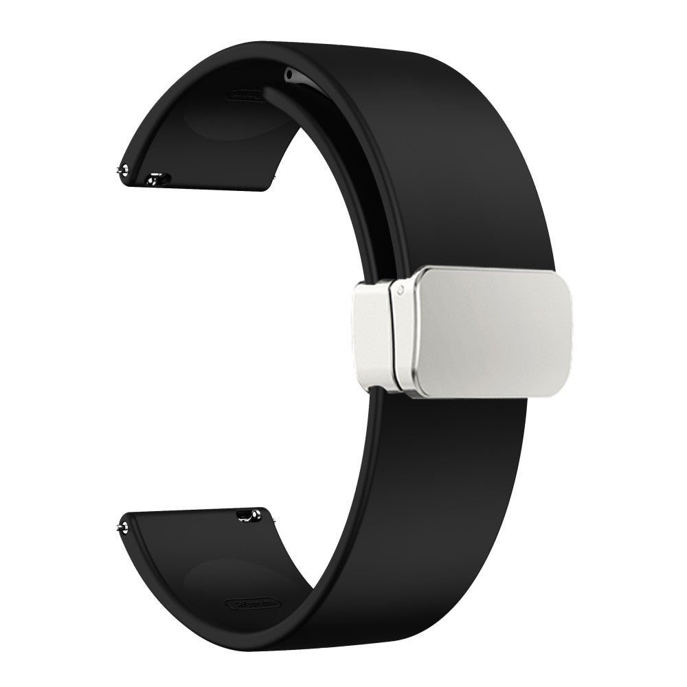 22mm Universal simple silicone strap with silver buckle - Black#serie_2