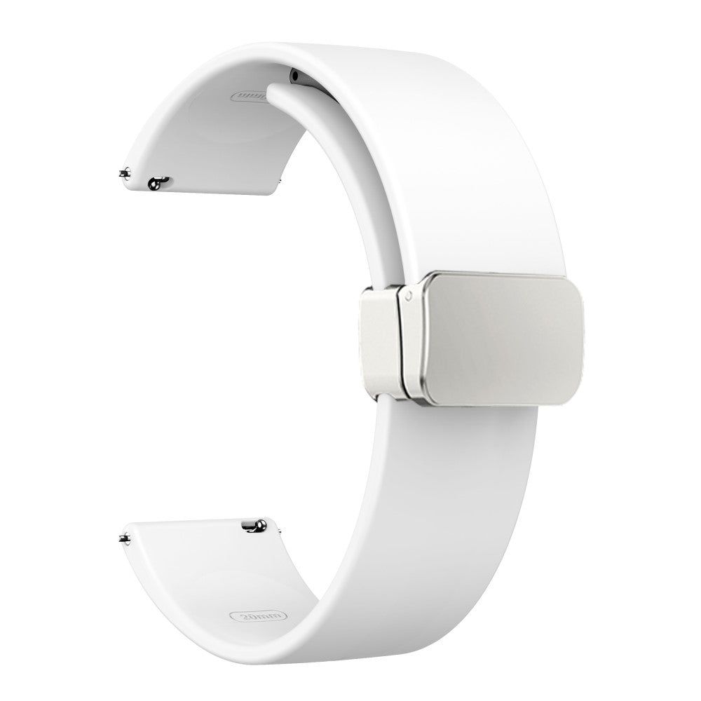 22mm Universal simple silicone strap with silver buckle - White#serie_3