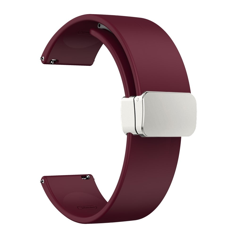 22mm Universal simple silicone strap with silver buckle - Wine Red#serie_7