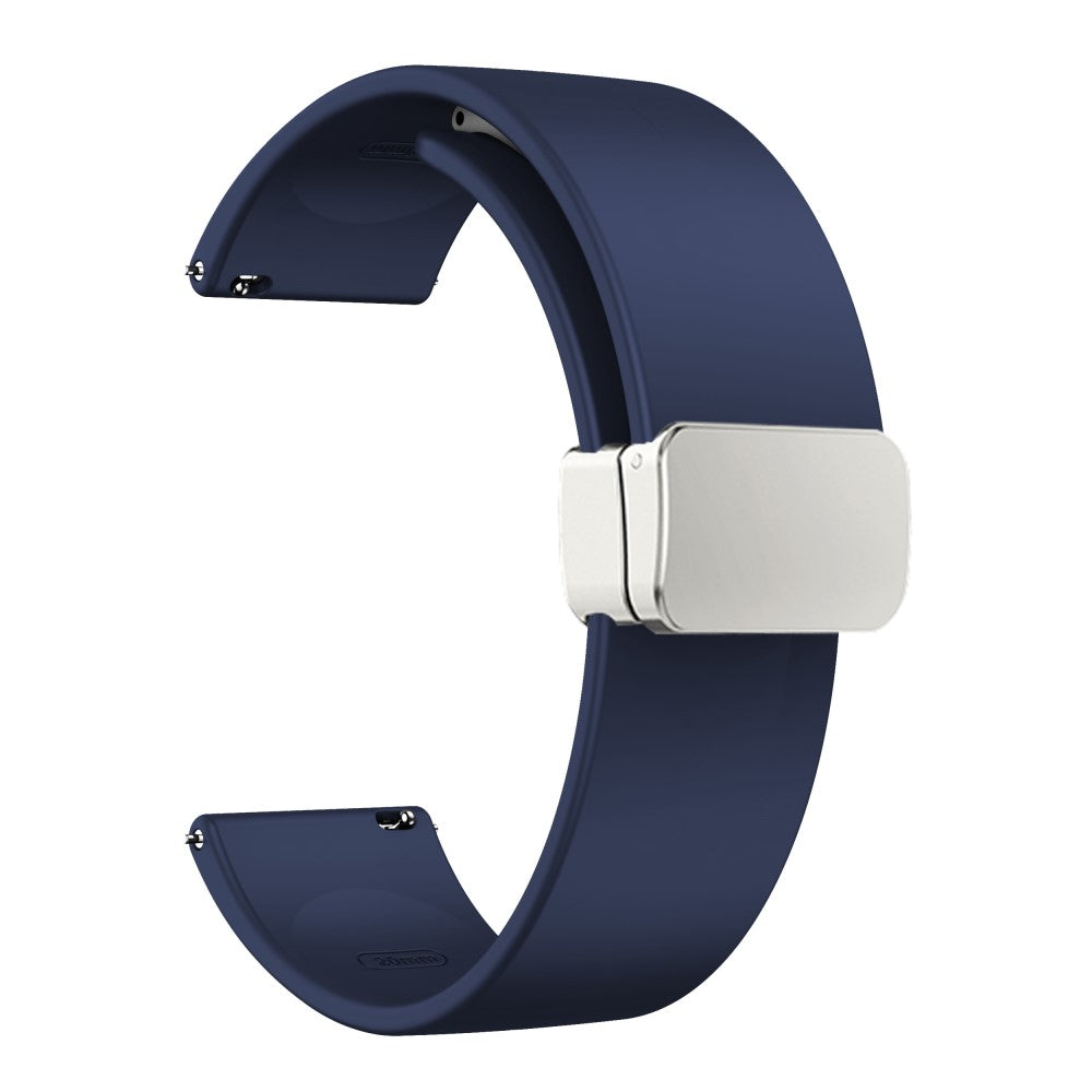 20mm Universal Silicone strap with folding silver buckle - Midnight Blue#serie_11