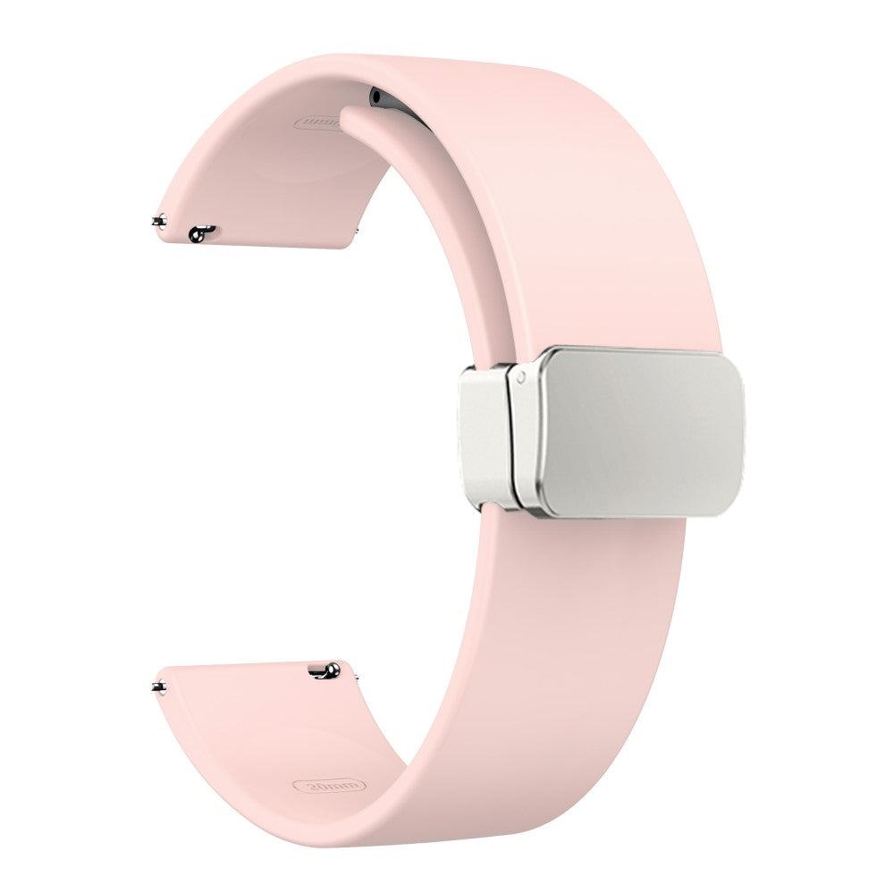 20mm Universal Silicone strap with folding silver buckle - Pink#serie_4