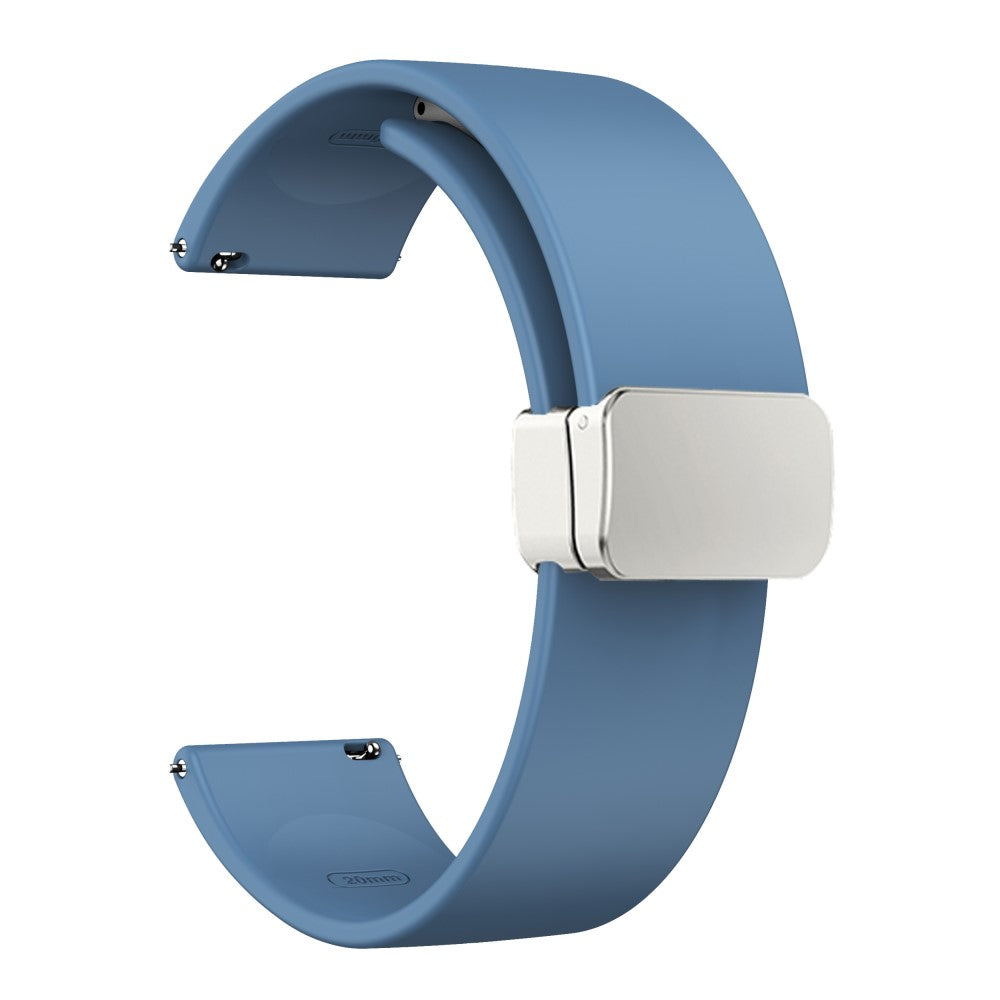 20mm Universal Silicone strap with folding silver buckle - Blue#serie_5