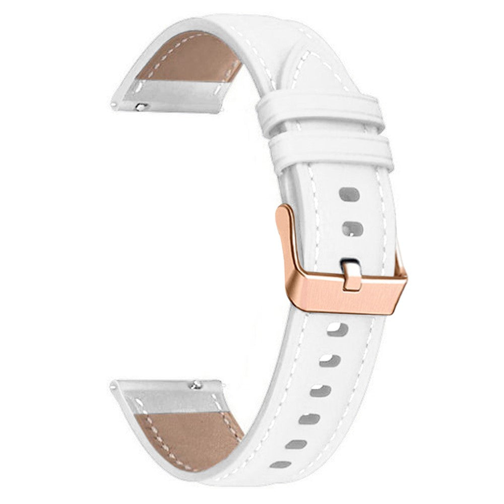 18mm Universal Genuine Cowhide leather strap with gold buckle - White#serie_2