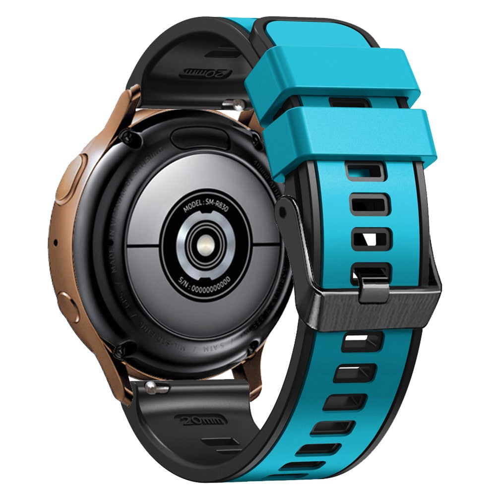 18mm Universal dual color silicone strap - Sky Blue / Black#serie_14