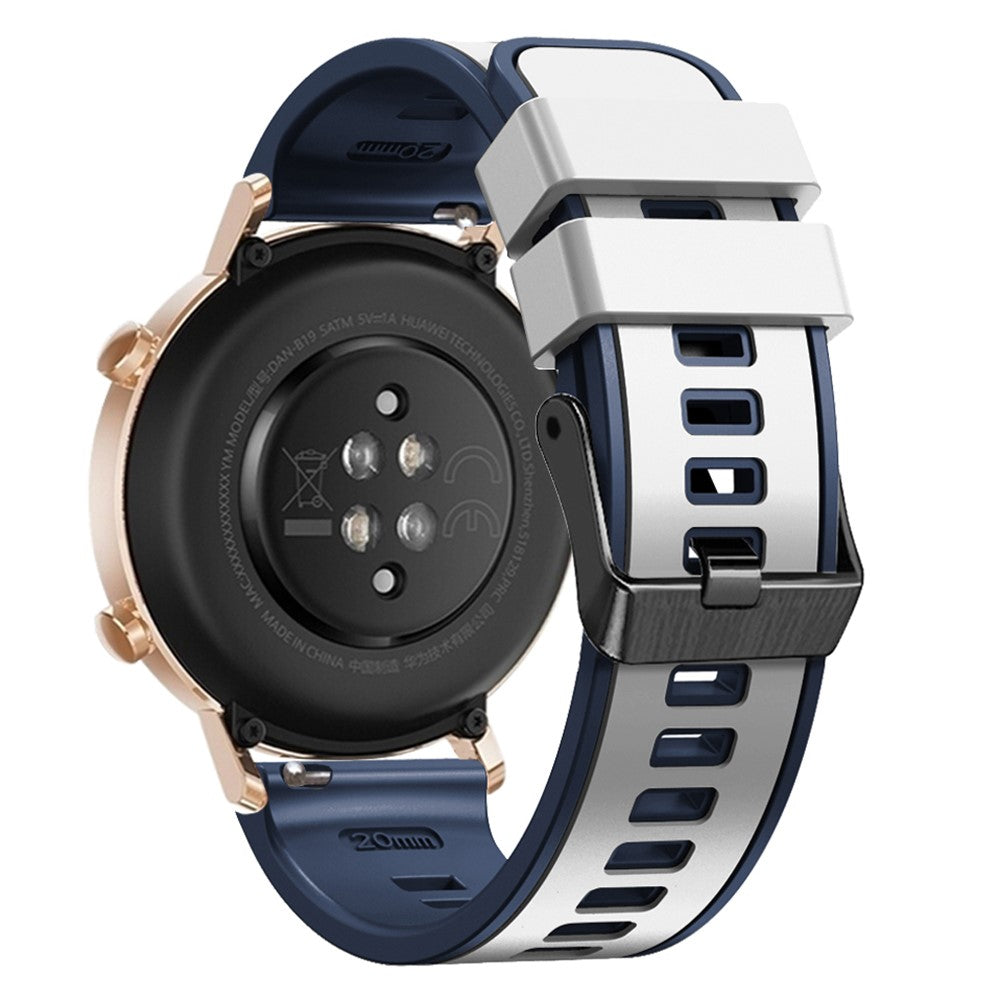 18mm Universal dual color silicone strap - White / Blue#serie_2