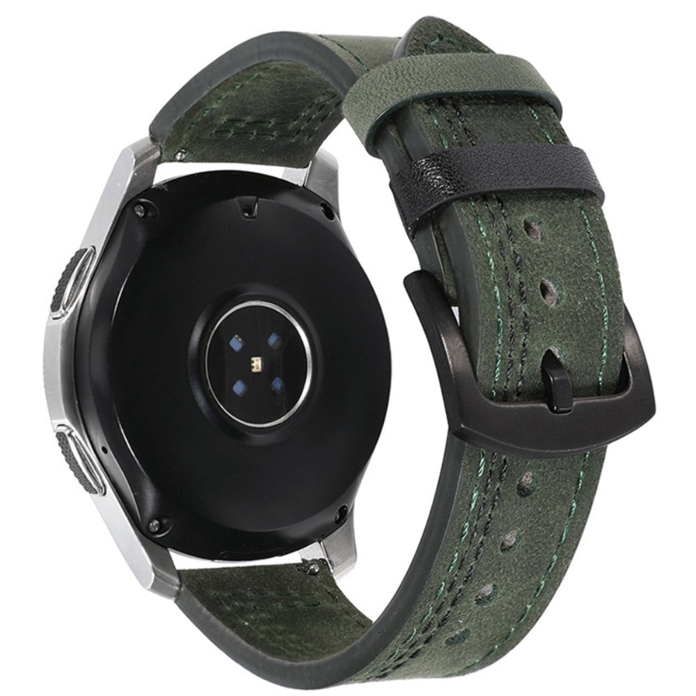 20mm Universal leather strap - Green / Black Stitch#serie_3