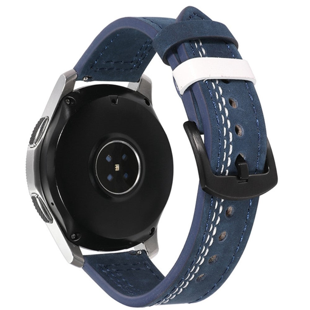 20mm Universal leather strap - Blue / White Stitch#serie_5