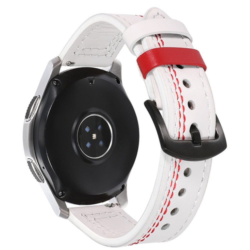 20mm Universal leather strap - White / Red Stitch#serie_9