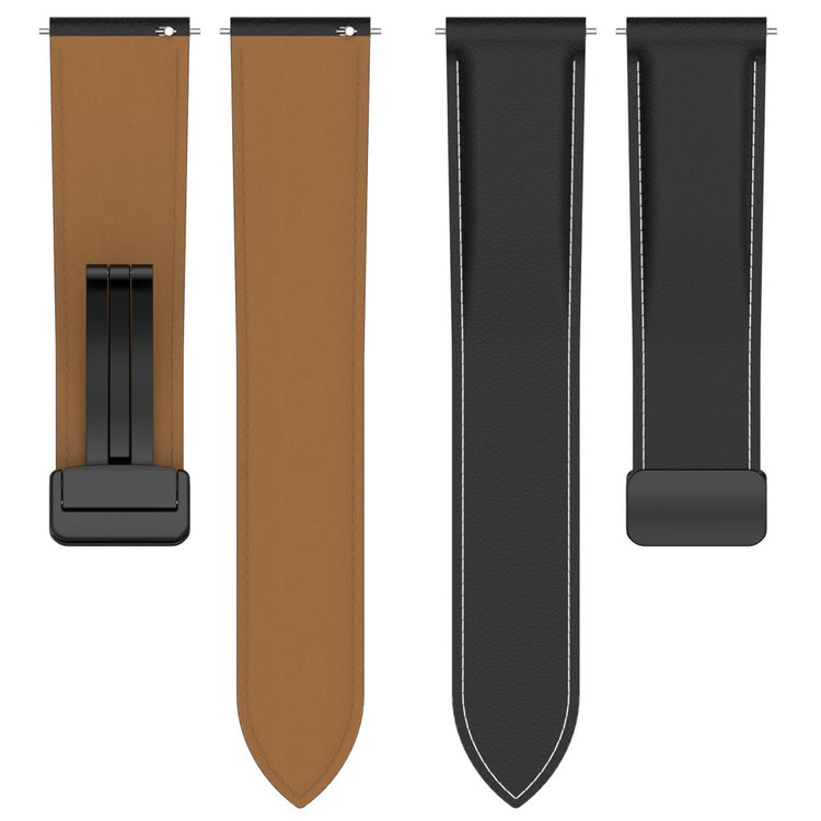 Super Fed Ægte Læder Universal Rem passer til Smartwatch - Sølv#serie_7