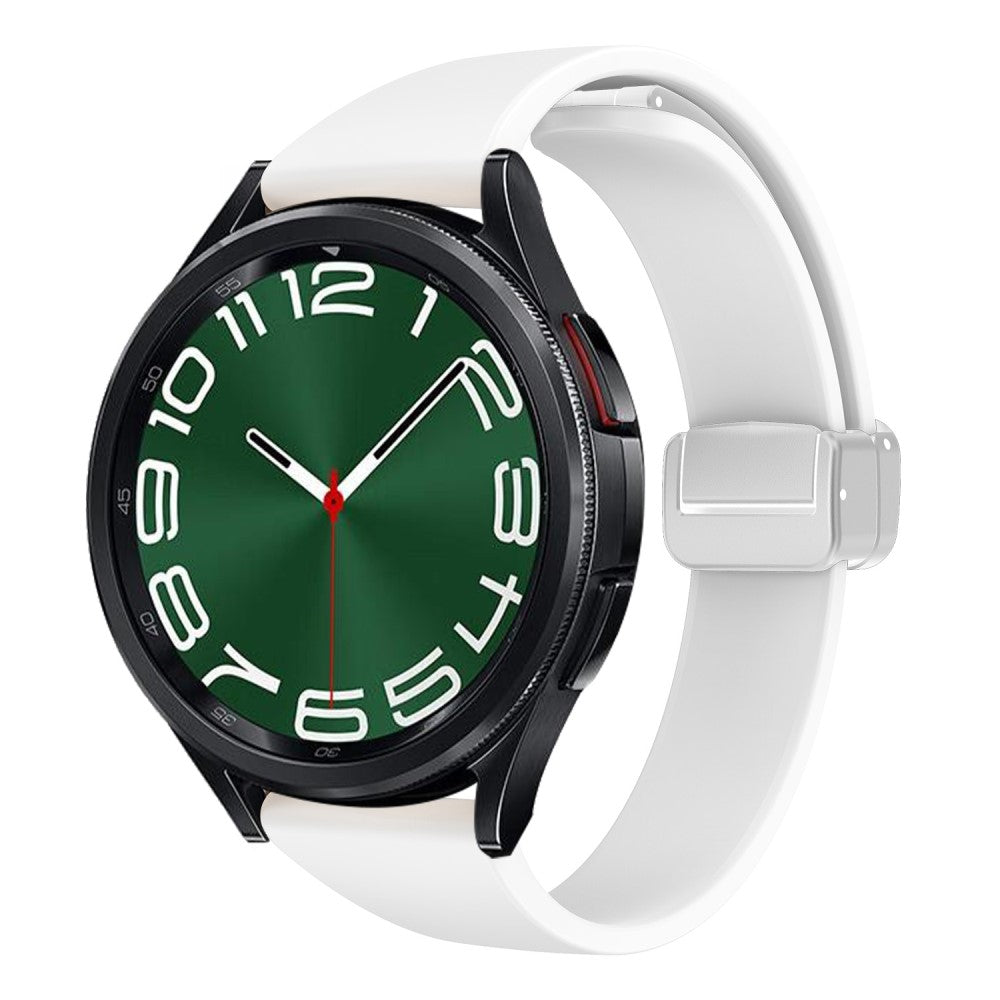 22mm Universal silicone sport strap with silver magnetic buckle - White#serie_2