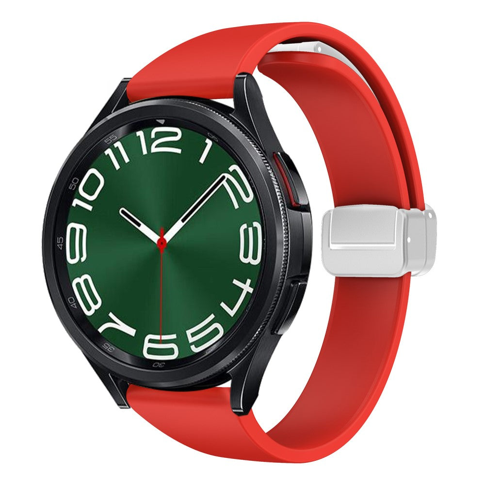 22mm Universal silicone sport strap with silver magnetic buckle - Red#serie_5