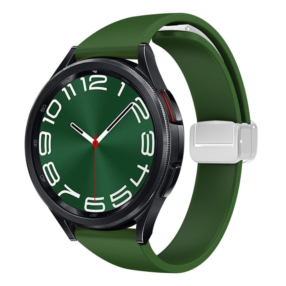22mm Universal silicone sport strap with silver magnetic buckle - Army Green#serie_7
