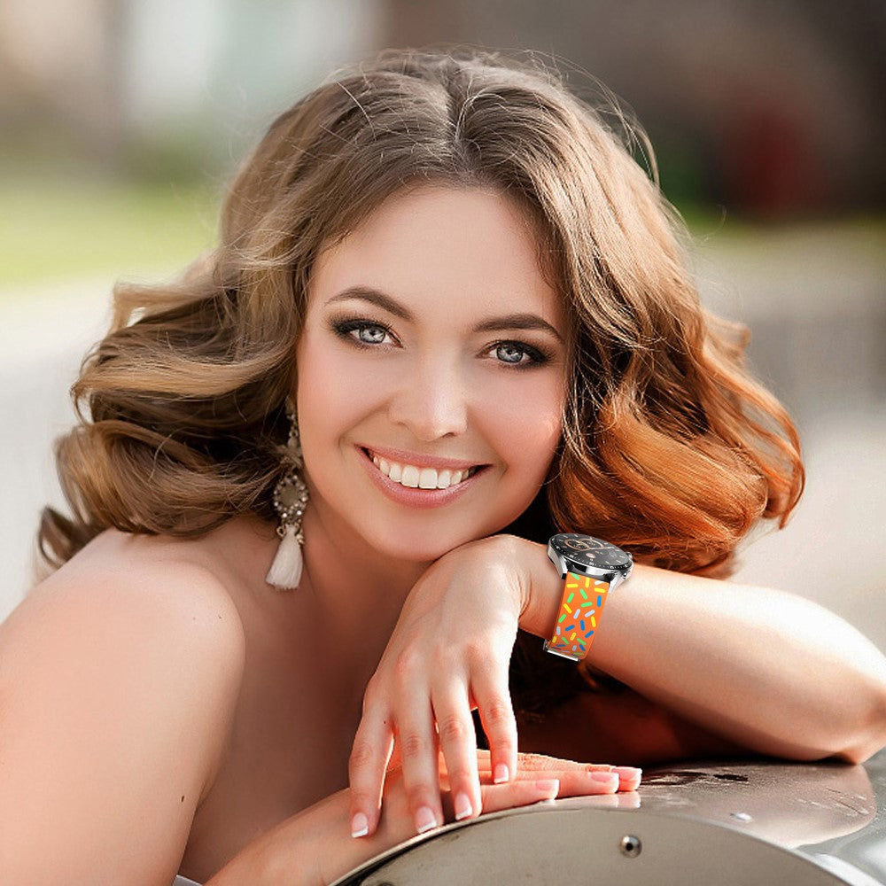 22mm Universal colorful pattern style silicone strap with black buckle - Orange Rainbow#serie_3