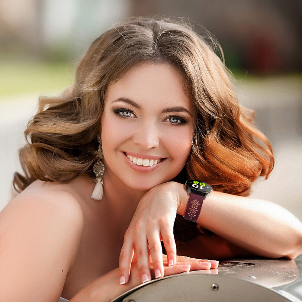 20mm Universal dual color blossom hollow strap - Wine Red+Pink#serie_8