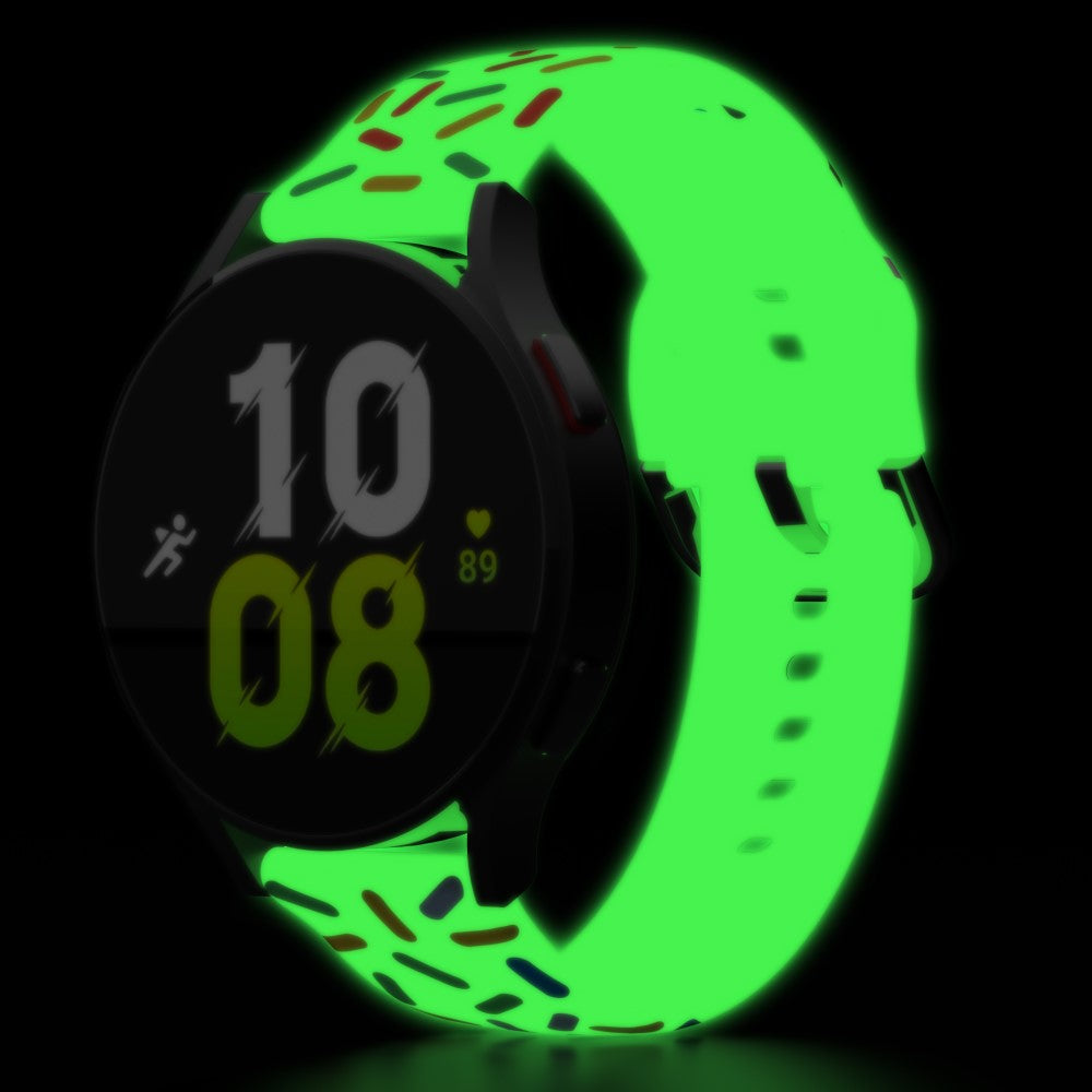 20mm Universal colorful pattern style silicone strap with black buckle - Luminous Rainbow#serie_10