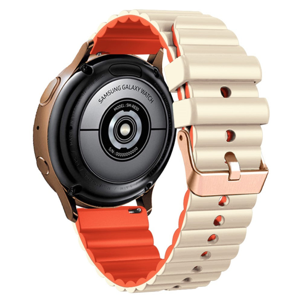 20mm Universal horizontal stripe style silicone strap with rose gold buckle - Creamy+Orange#serie_6