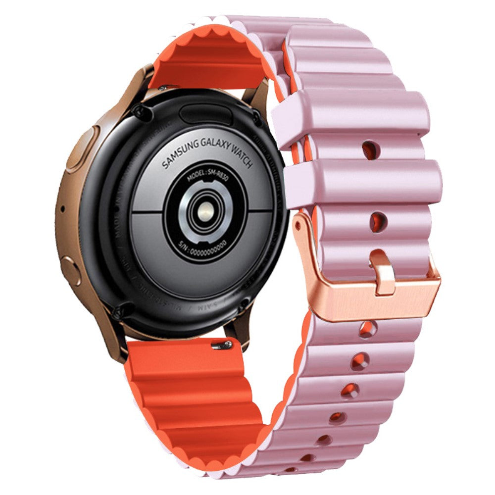 20mm Universal horizontal stripe style silicone strap with rose gold buckle - Light Purple+Orange#serie_8