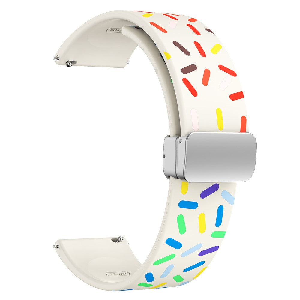 20mm Universal colorful pattern style silicone strap with silver buckle - Starlight  Rainbow#serie_10