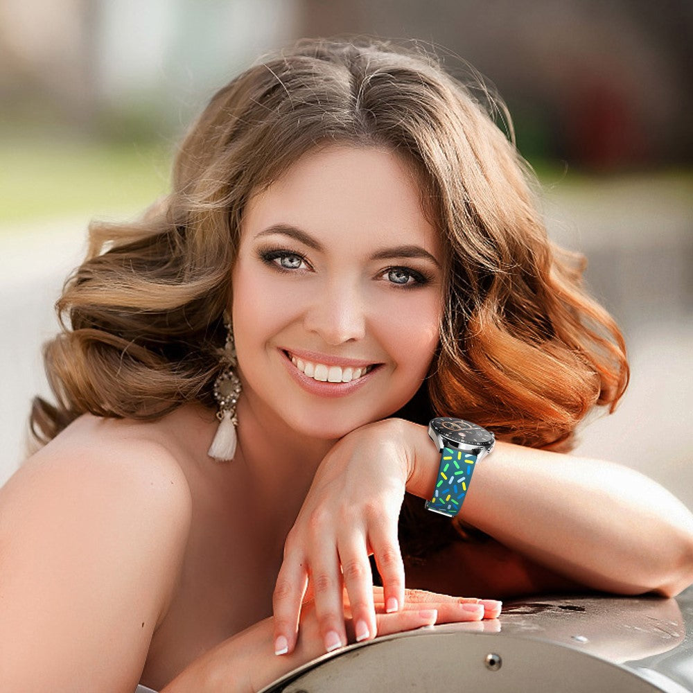 20mm Universal colorful pattern style silicone strap with black buckle - Blackish Green Rainbow#serie_8