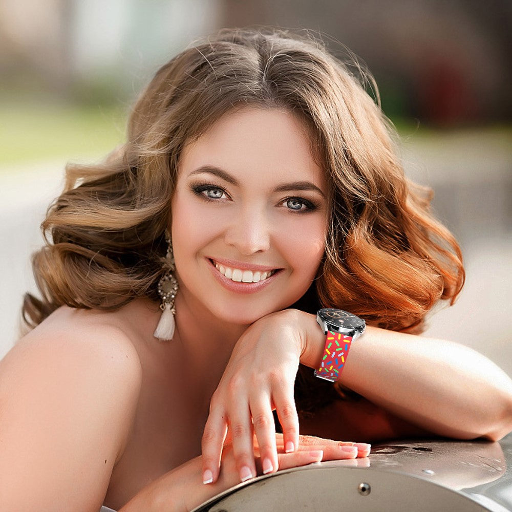 20mm Universal colorful pattern style silicone strap with black buckle - Red Rainbow#serie_9