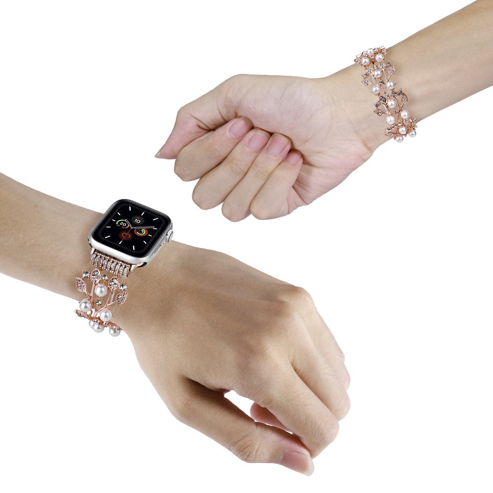 Cool Plastik Og Rhinsten Universal Rem passer til Apple Smartwatch - Guld#serie_2