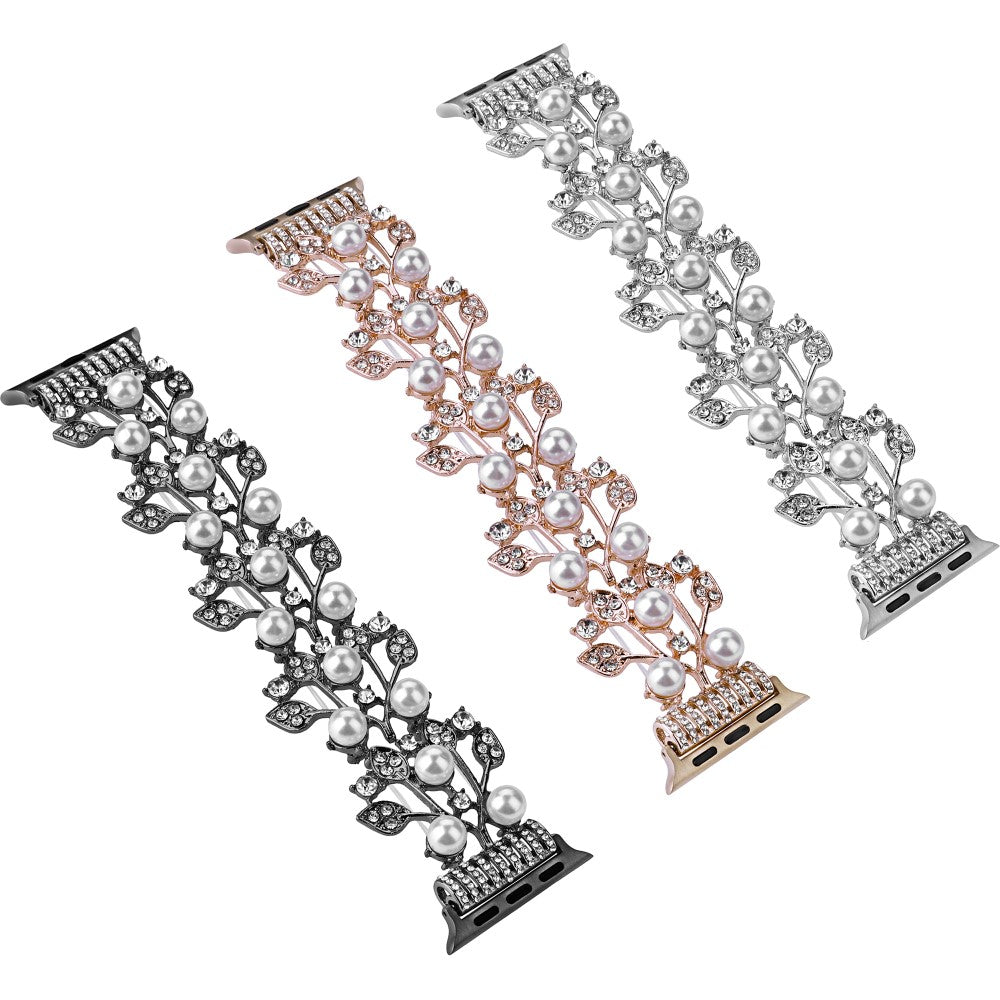 Cool Plastik Og Rhinsten Universal Rem passer til Apple Smartwatch - Sølv#serie_3