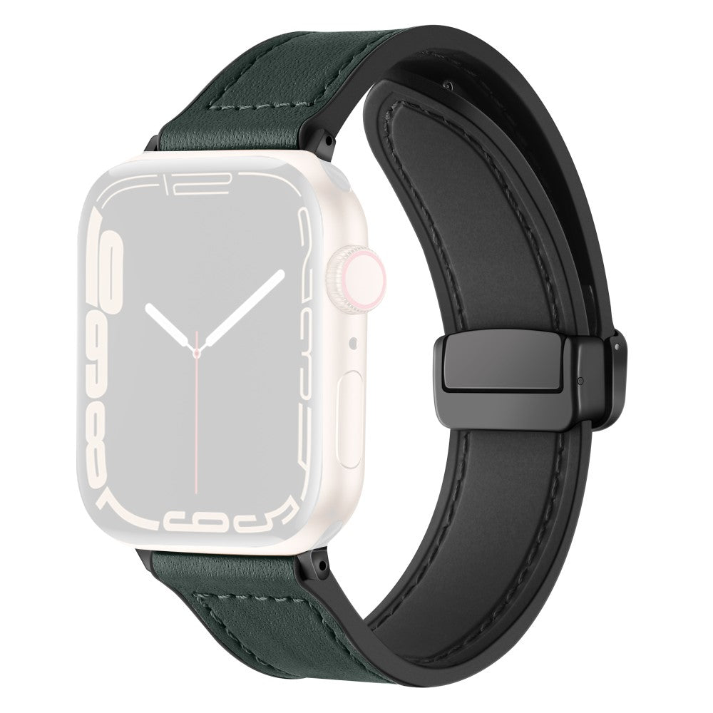 Solid Kunstlรฆder Og Silikone Universal Rem passer til Apple Smartwatch - Grรธn#serie_1