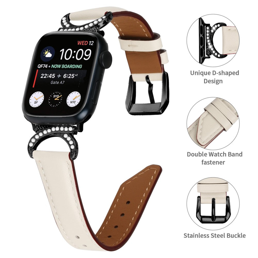 Helt Vildt Sejt Ægte Læder Universal Rem passer til Apple Smartwatch - Hvid#serie_5