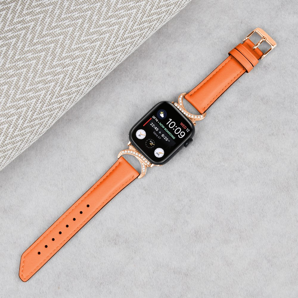 Meget Fint Ægte Læder Universal Rem passer til Apple Smartwatch - Orange#serie_1