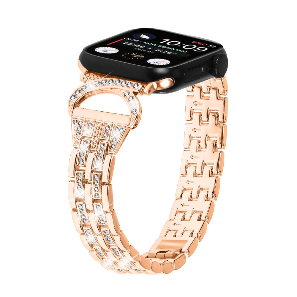 Super Sejt Metal Og Rhinsten Universal Rem passer til Apple Smartwatch - Pink#serie_2