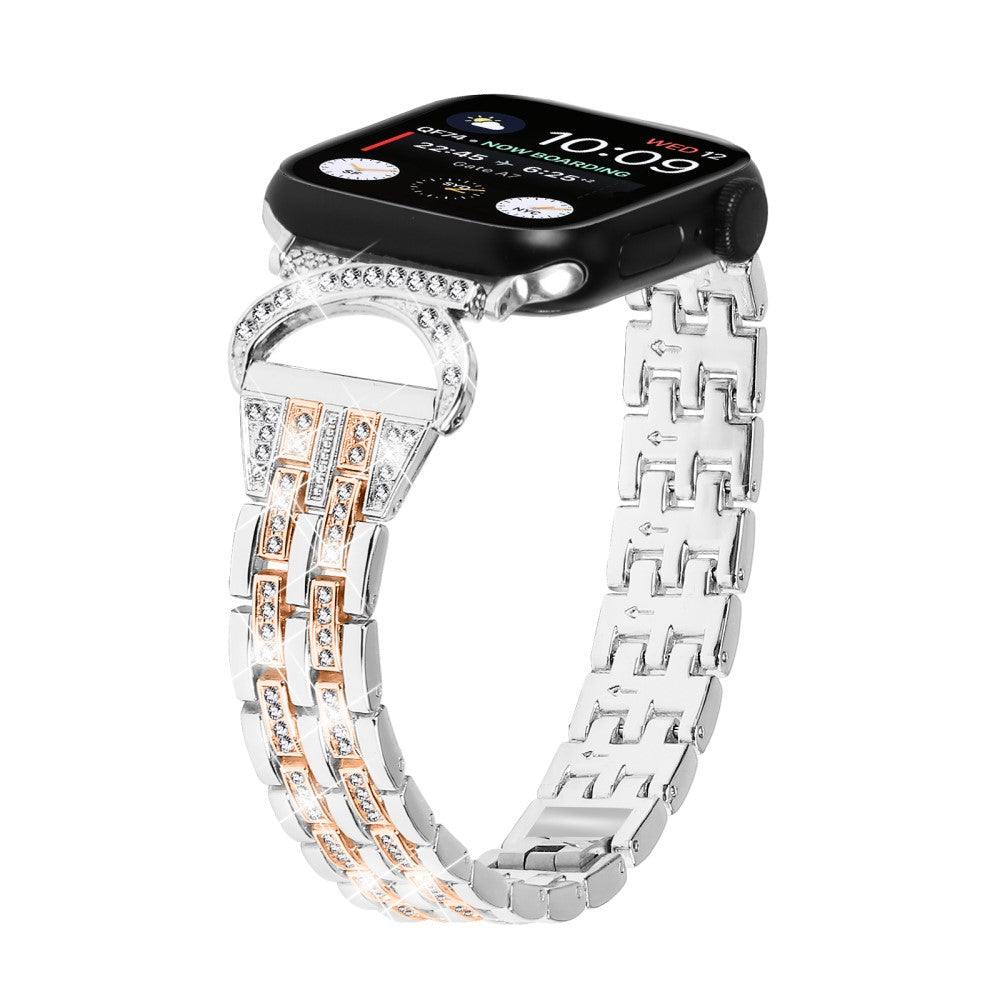 Super Sejt Metal Og Rhinsten Universal Rem passer til Apple Smartwatch - Sølv#serie_3