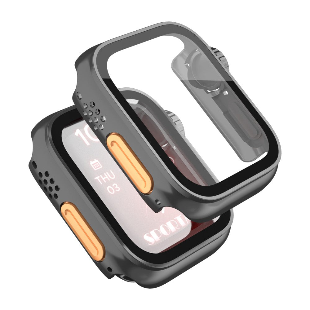 Vildt Fint Universal Cover med Skรฆrmbeskytter i Plastik og Hรฆrdet Glas passer til Apple Watch Series 8 (41mm) / Apple Watch Series 7 41mm - Sort#serie_1